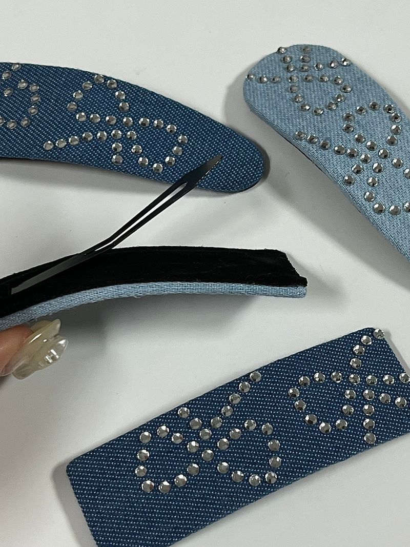 denim ribbon hairpin