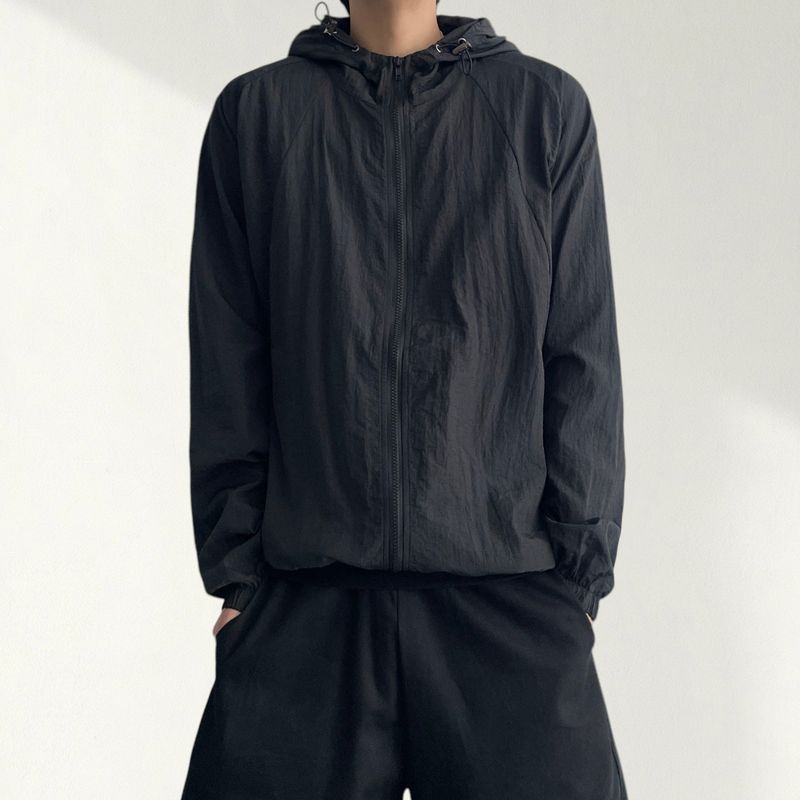 Mack color matching Mesh Windbreaker Hoodie Zip-Up Jumper