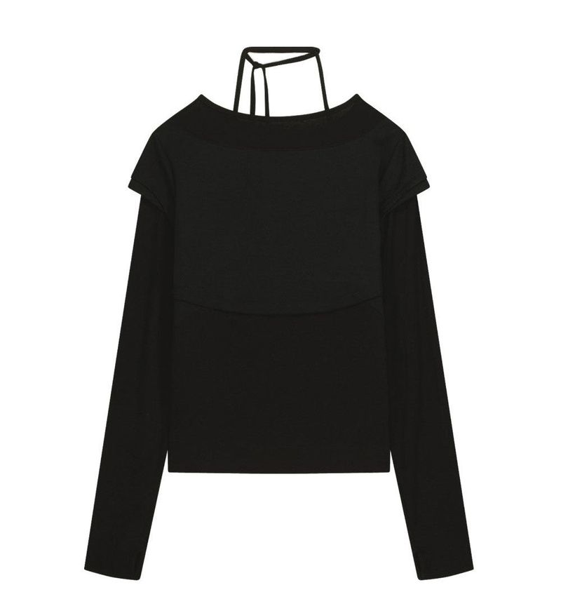 Halter Strap Long Sleeve / Black