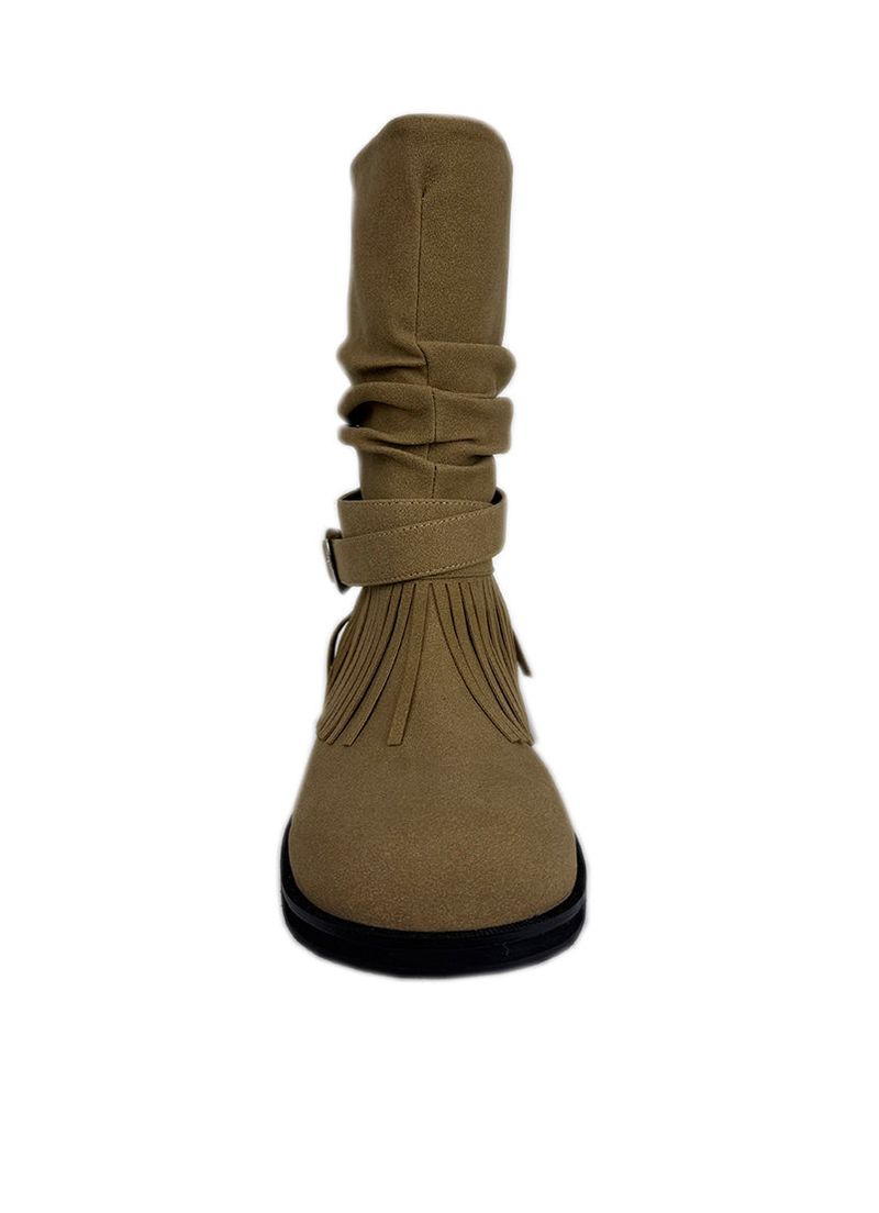 BUCKLE SUEDE FRINGE BOOTS (2C)