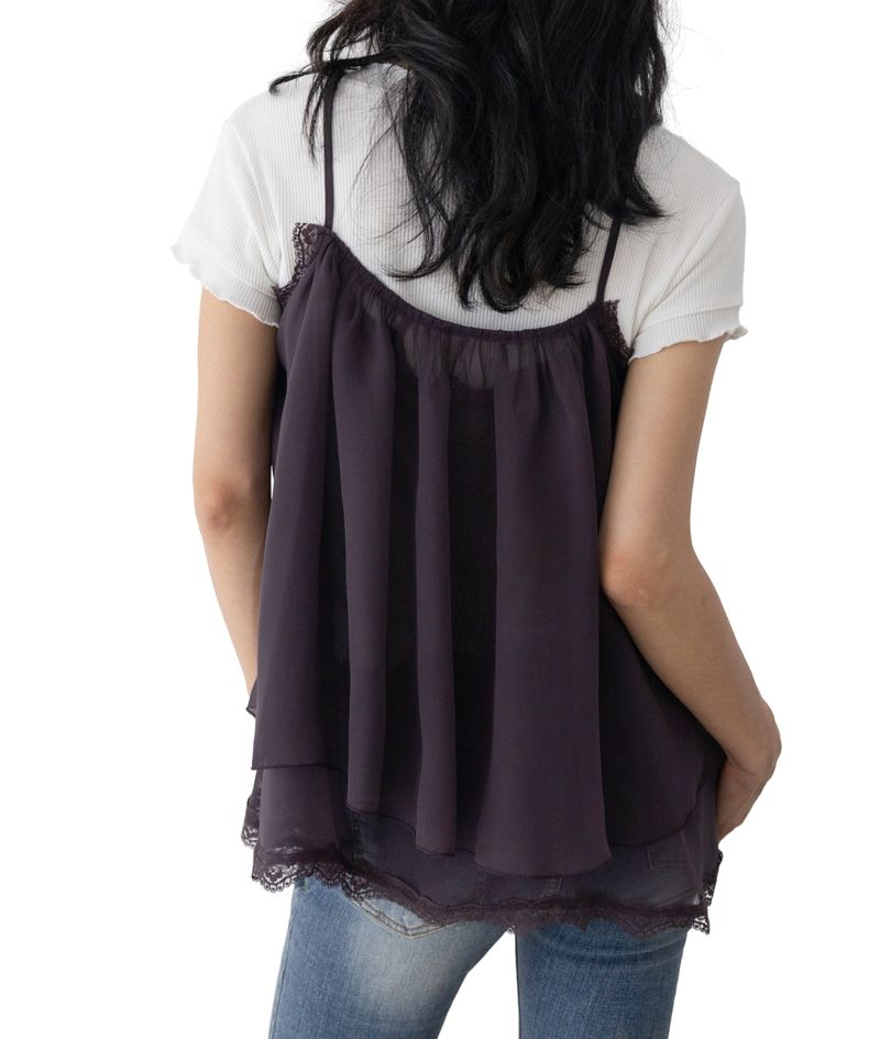 Pony Adjustable Strap Chiffon Top
