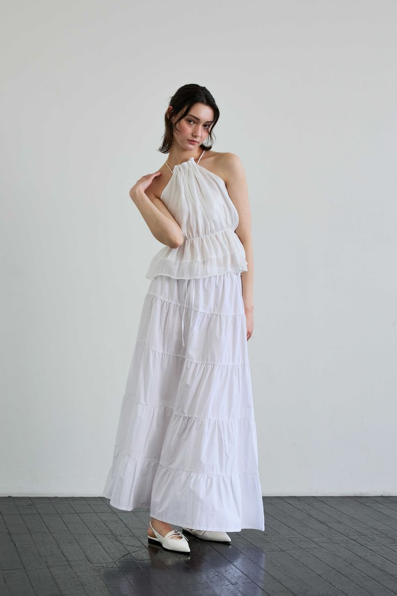 PEARL HALTERNECK TOP / WHITE