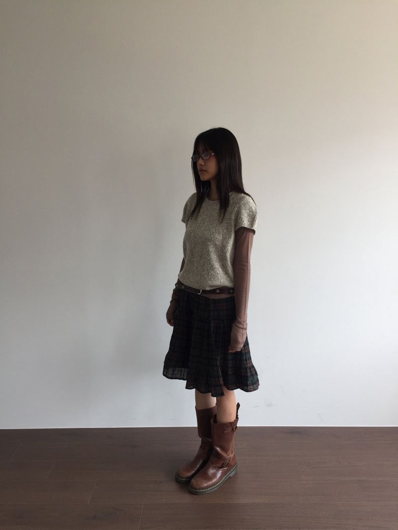 Kiko cap sleeve half knit (2color)