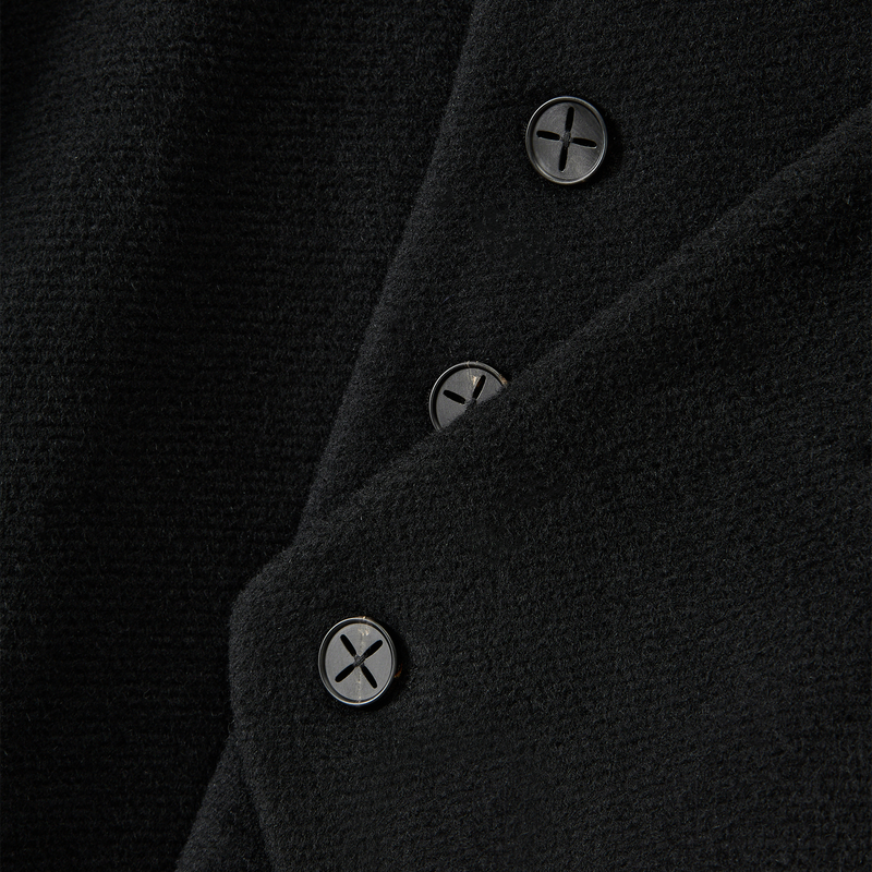 Asymmetric Structure Wool Half Coat - BLACK
