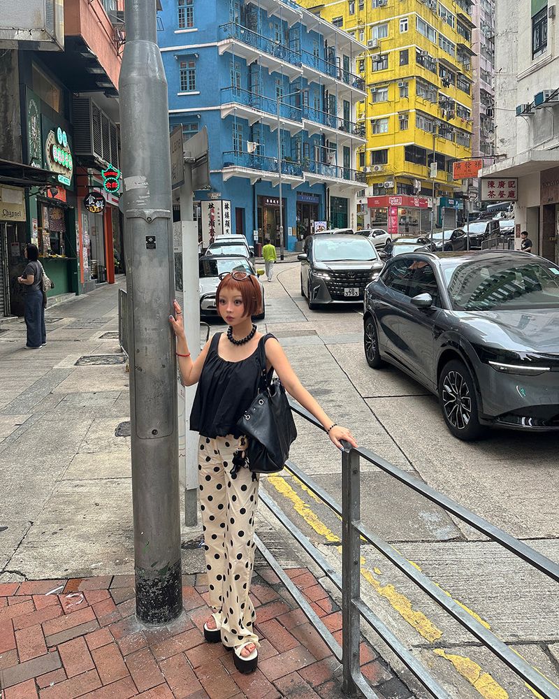 Dot Polka Dot Bootcut Long Pants