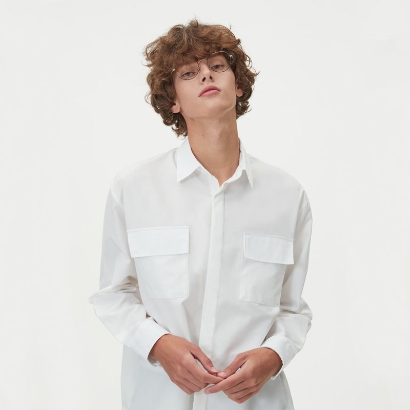 TWO POCKET HIDDEN BUTTONS SHIRTS_IVORY