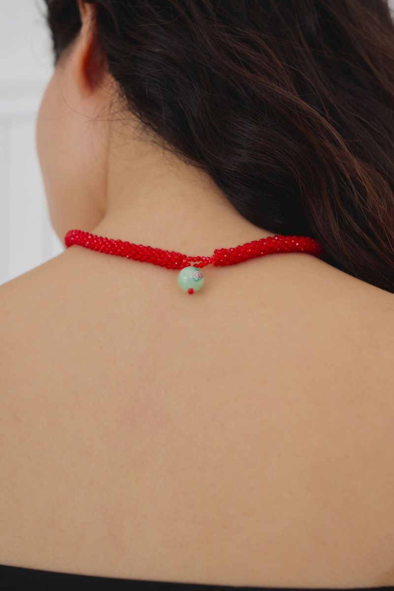 Spinel crochet necklace (Red)
