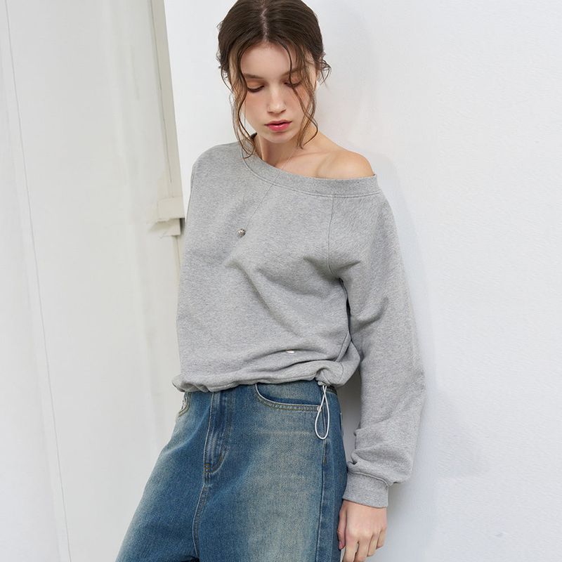 GENERAL IDEA（ジェネラルアイディア）の「 WOMAN One-Shoulder Sweatshirt [MELANGE GREY]（Tops）」