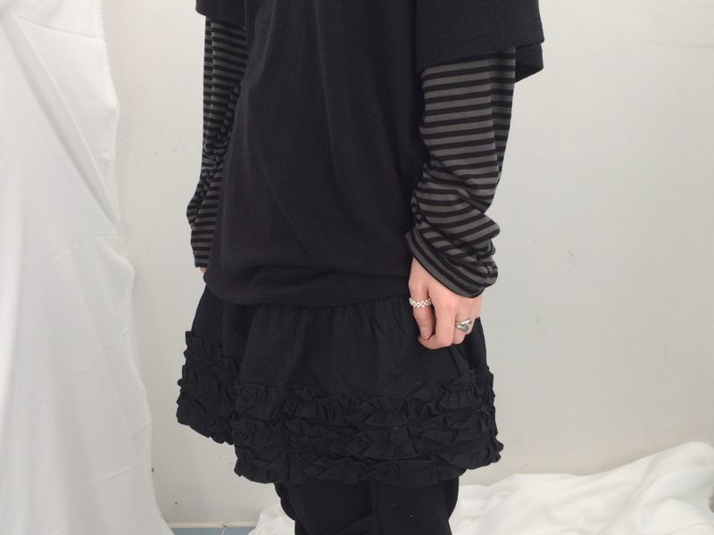 Double ribbon knee-point pants