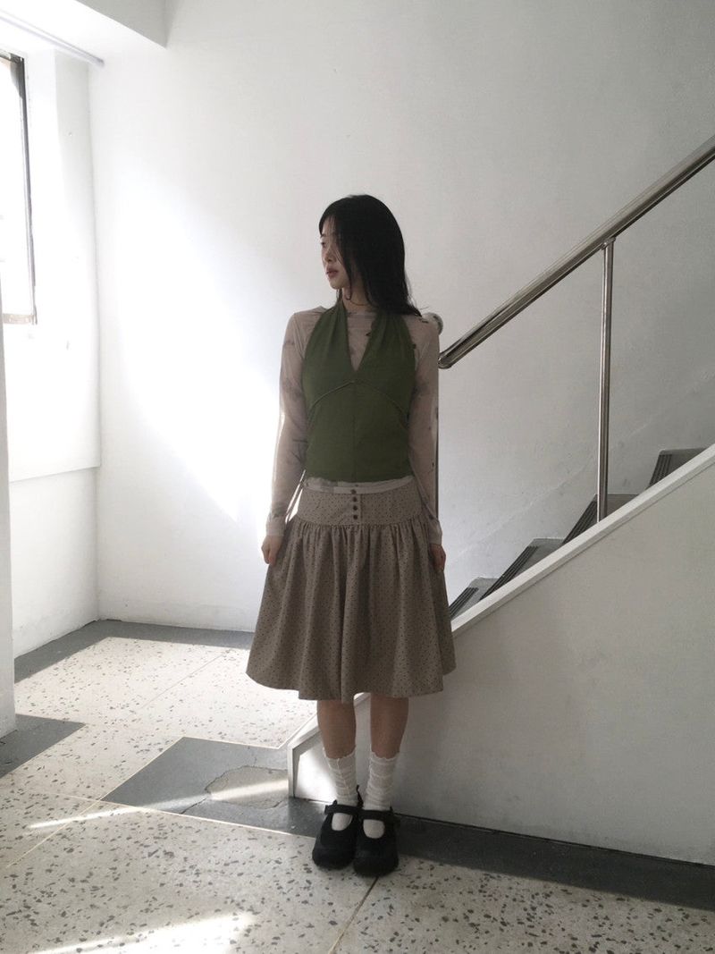 ドット ミディスカート