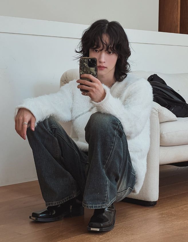 Growing cat washed bootcut denim