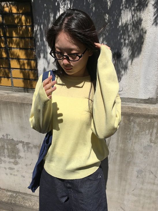 Muden Basic Color Round Neck Knit