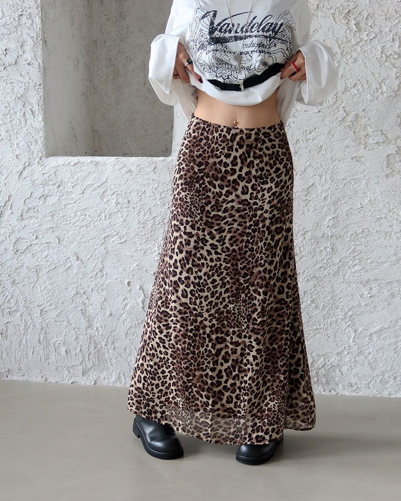 leopard leopard print maxi long skirt