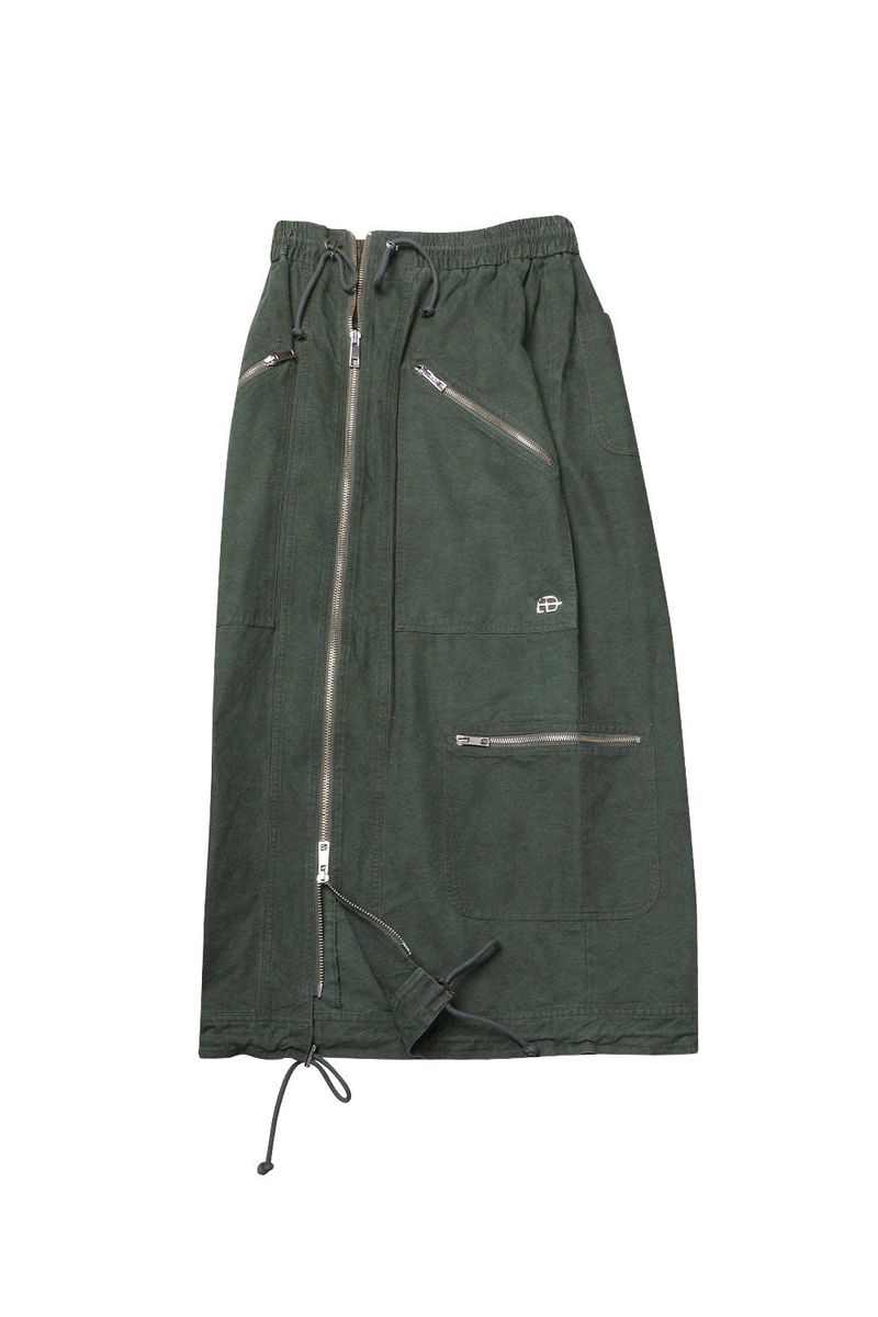 WASHED 2WAY ZIP SKIRT_KHAKI