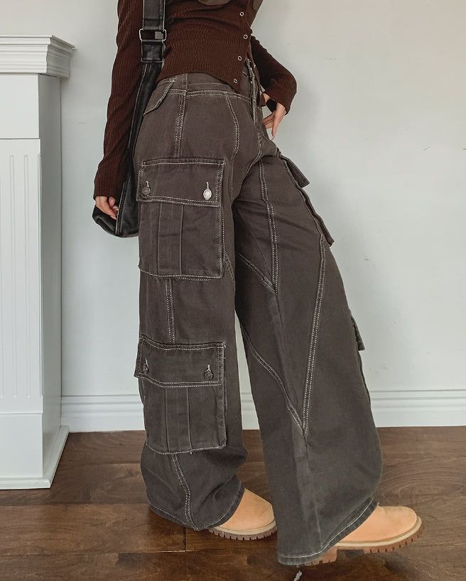 Torti cut stitch denim cargo pants