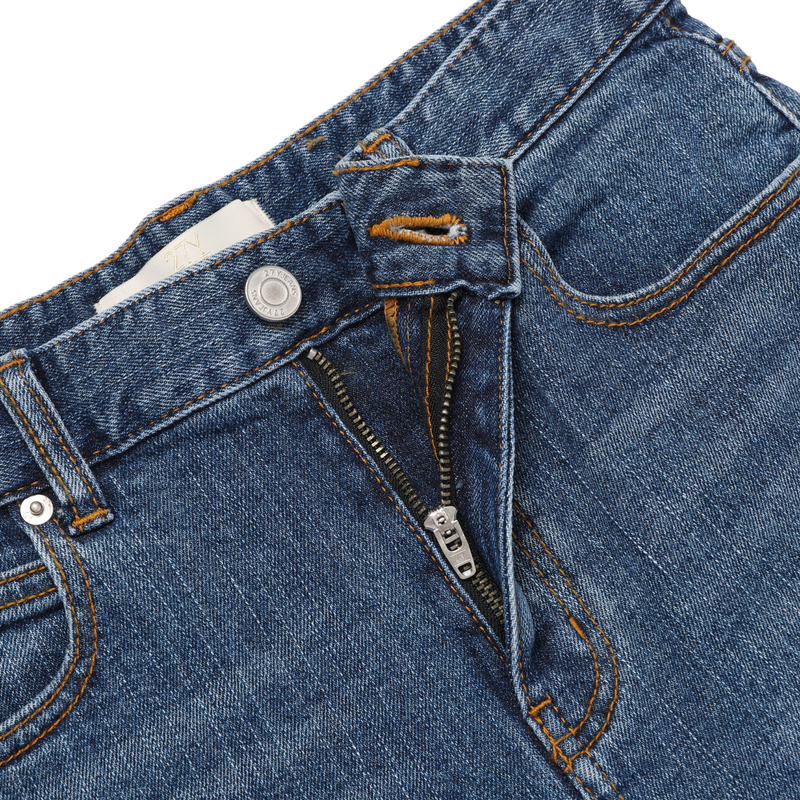 Middle blue wide boots cut - D002