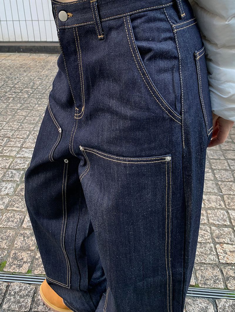 DOUBLE KNEE RAW JEANS (2C)