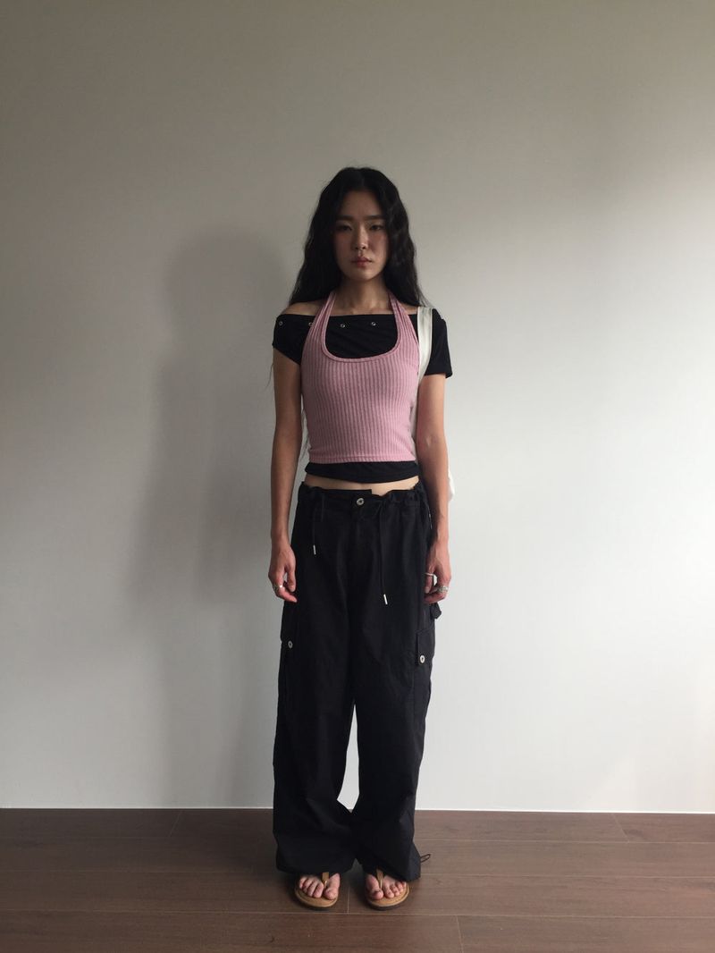 Peep Wide Cargo Pants (3color)