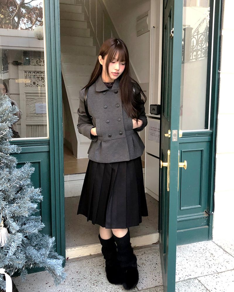Duna Shirred Double-Breasted Jacket