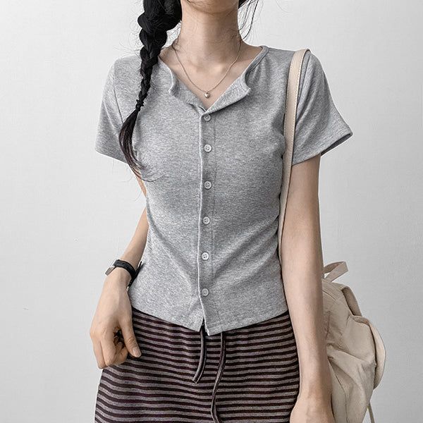 Button Short Sleeve Cardigan (3 colors) 