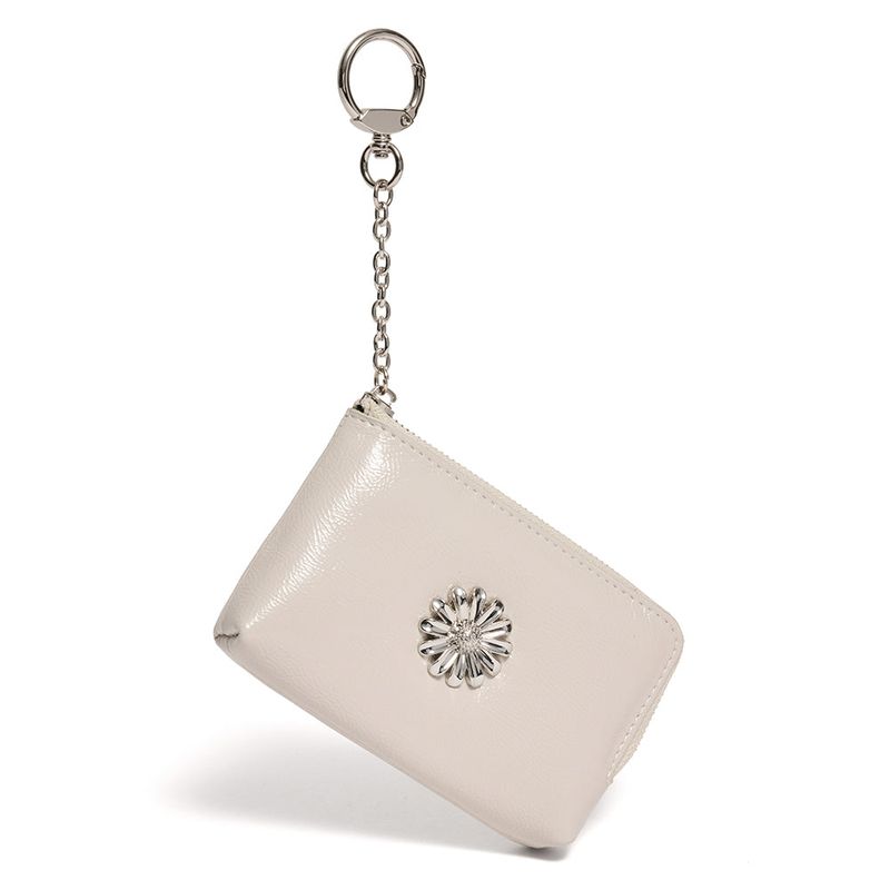 Daisy Keyring Coin Zipper Card Wallet Pouch Warmgray