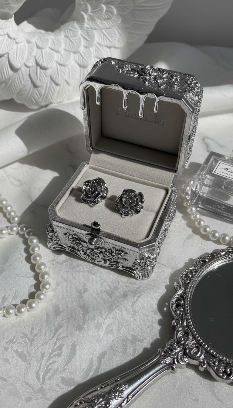 [IVE Yujin Piercing] Metal Rose Piercing - Silver Color
