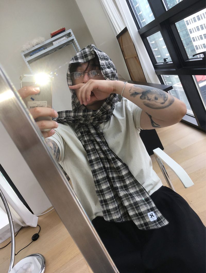 No.06 HIC made thin check scarf