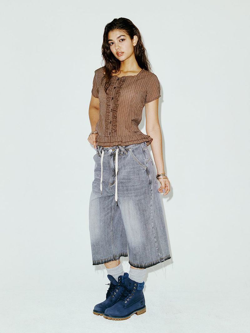 SQUARE BLOUSE BROWN