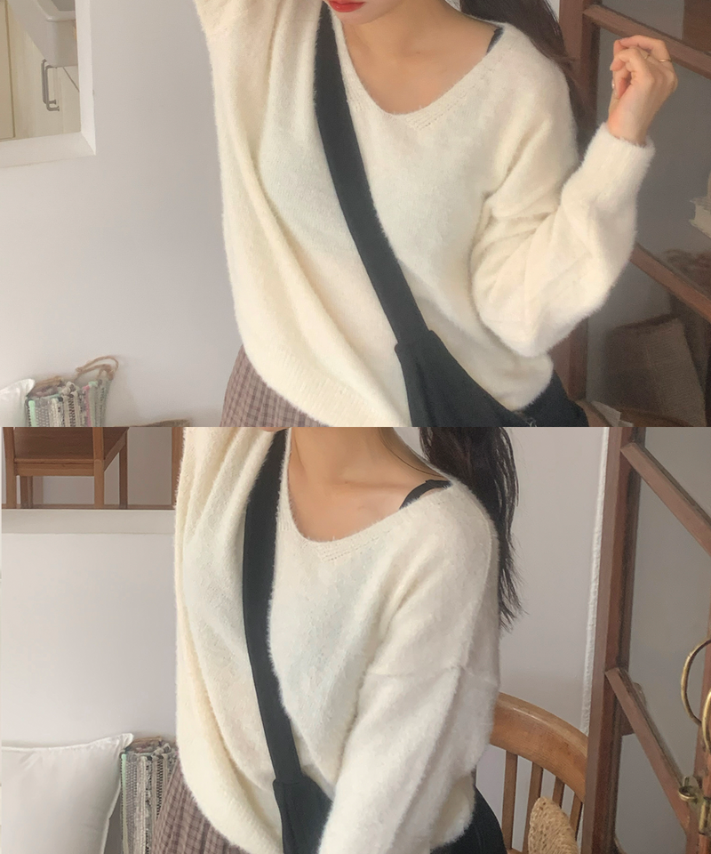 Soft Angora V-neck knitwear