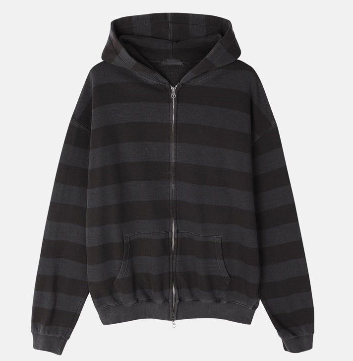 No.1413 dyeing stripe hood ZIP-UP