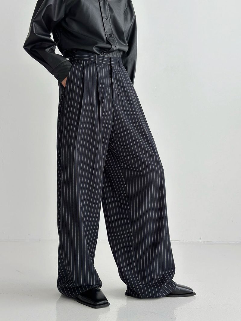Pleddy Stripe Back Banding Wide Slacks (2color)