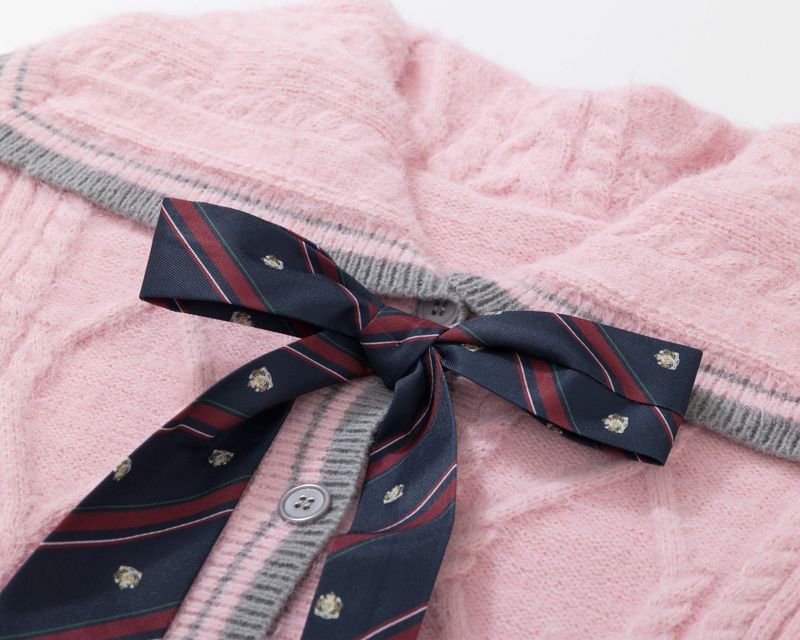 Cookie Check Tie Knit Cardigan