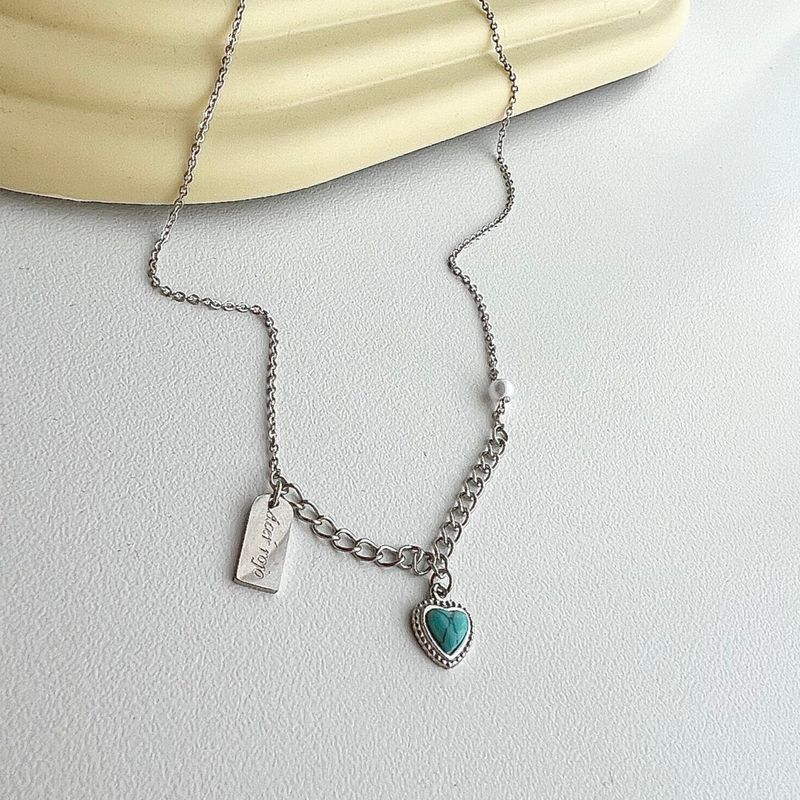 step turquoise gemstone color heart resort necklace