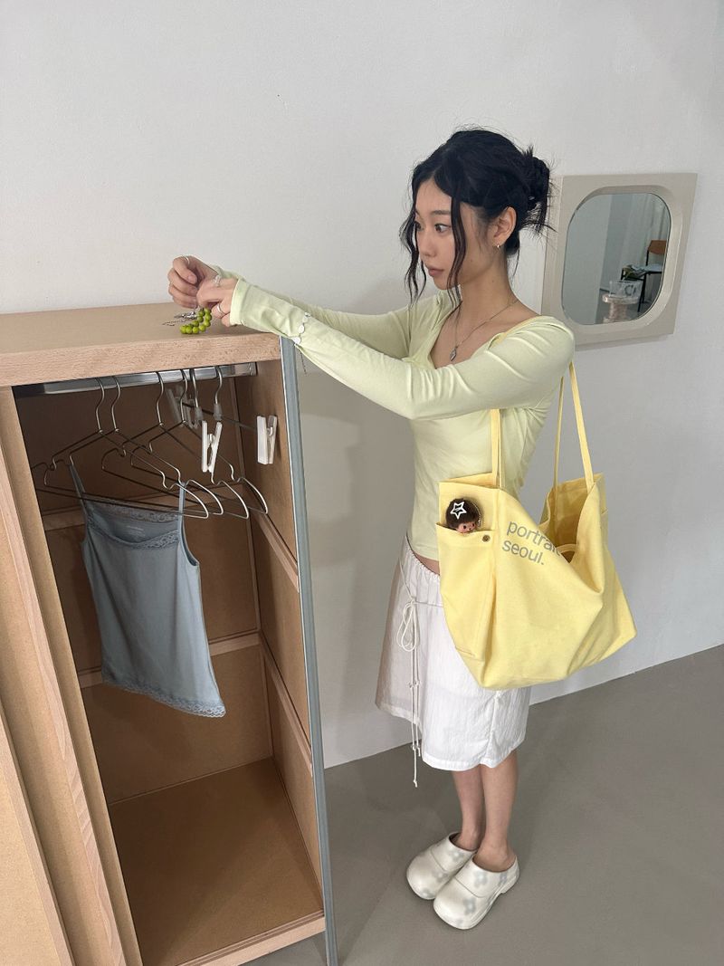 ブリーズ コットンモダール ヘンリーネック ティーシャツ (Bio-Washing) - ペール ライム