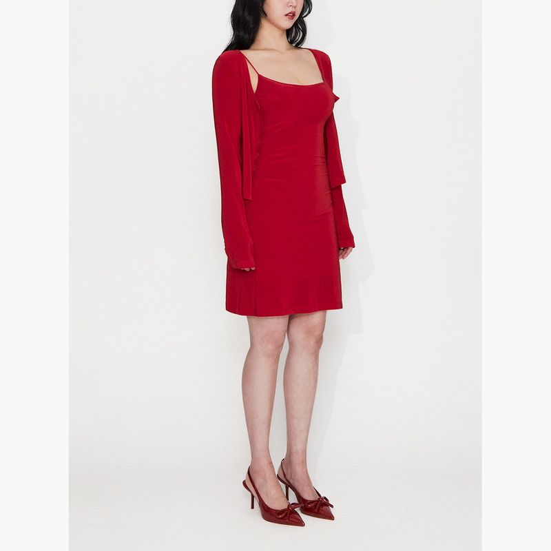 Phoebe Mini Dress Set in Cardinal Red