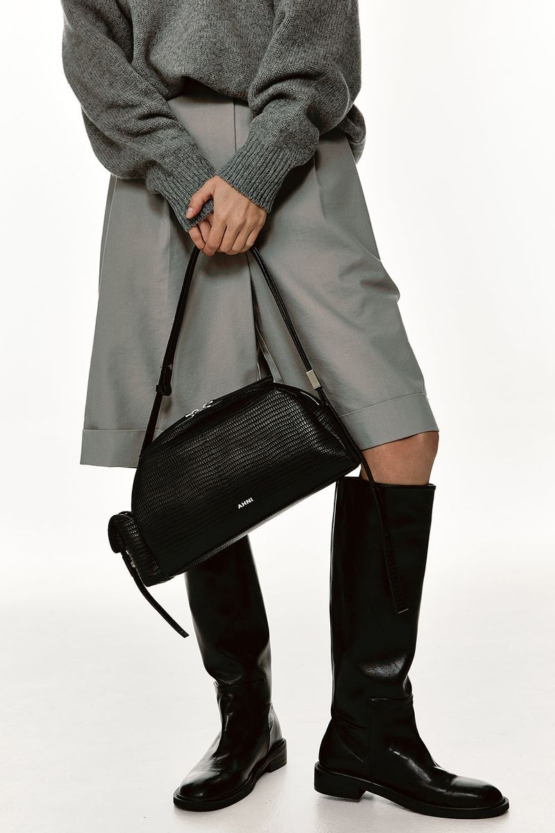 Lizard Shoulder bag_Black