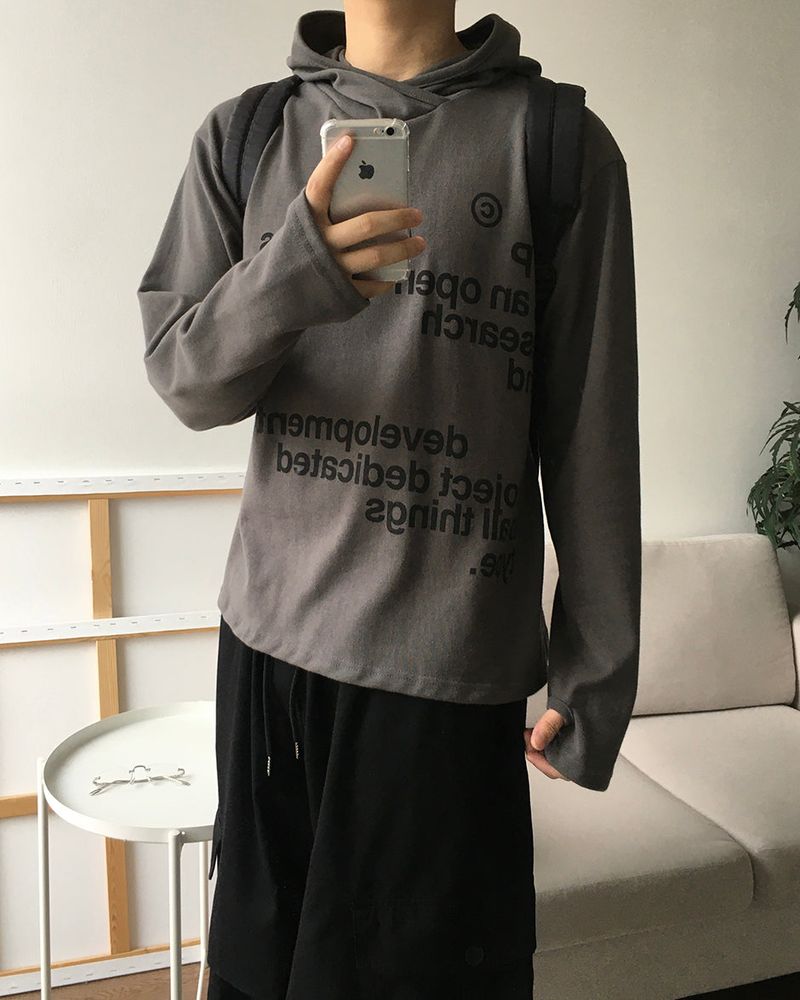 オープンレタリングフードロングスリーブ