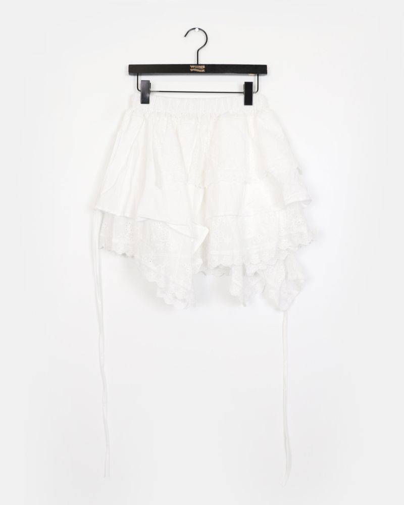 shuha lace string diagonal skirt