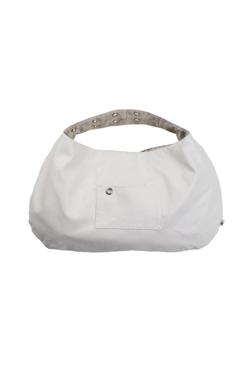 EYELET LEATHER BAG - LARGE (WHITE)