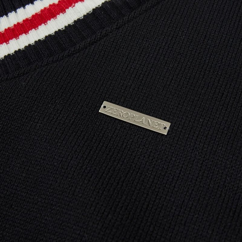 Vネッククロップスウェットシャツ / V-neck Cropped Sweat Shirt [BLACK]