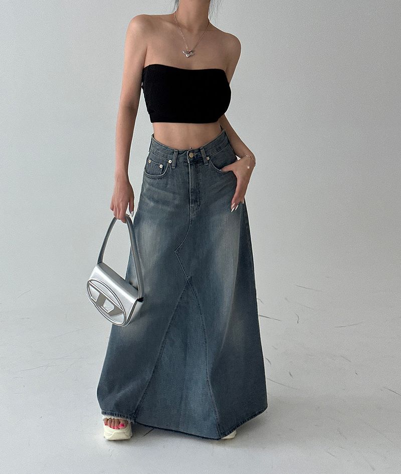 Denim Maxi Long Skirt