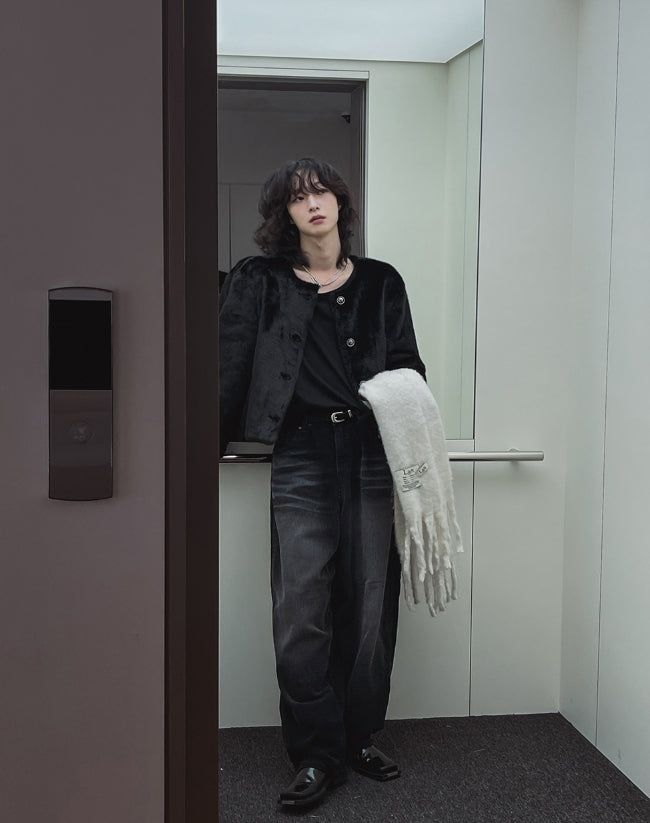 Mink reversible crop antique jacket