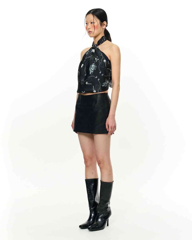 JOMO Motif Square Scarf _ Black