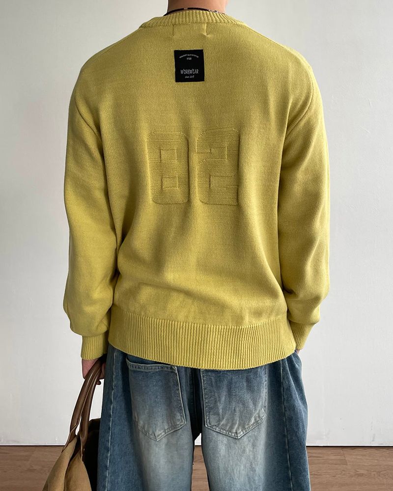 Number Patch Round Knit