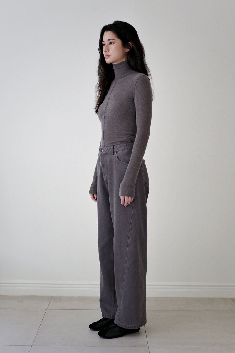 Washed straight leg pants, Ash purple