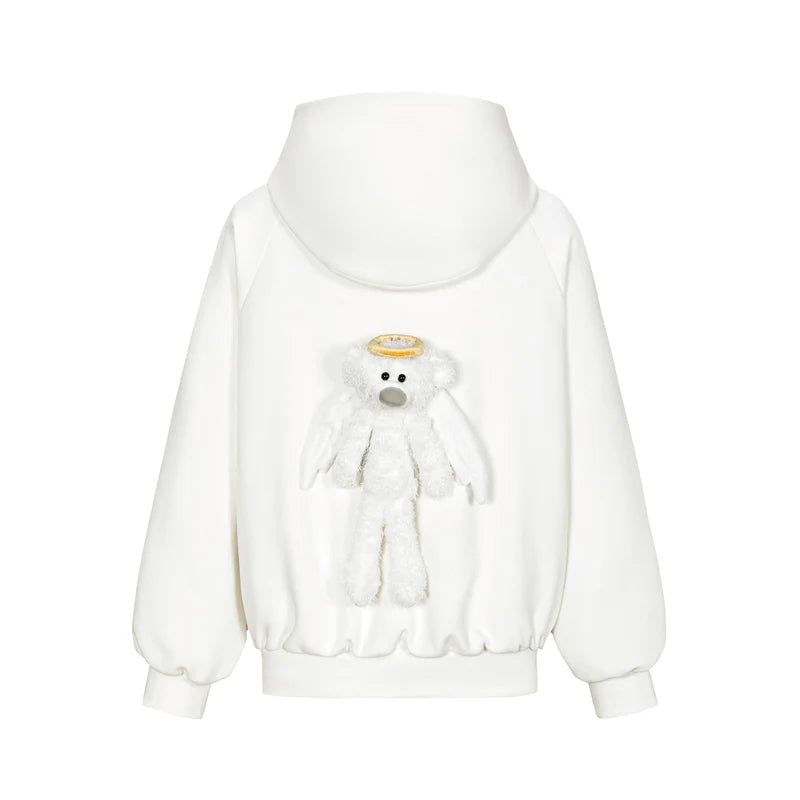 13DE MARZO Angel Devil Bear Zipped Hoodie