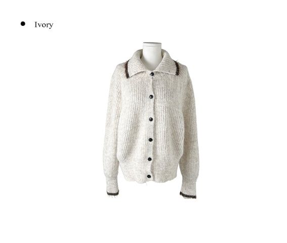Ruggie Color Matching Collar High Neck Button Knit