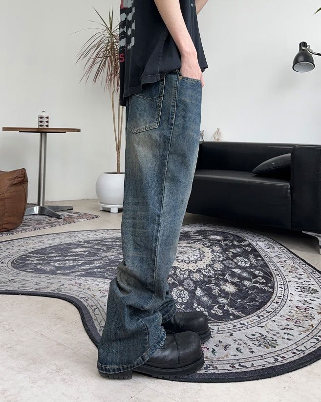 Riken Oil Washing Flare Jeans
