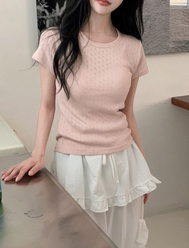 [SHOPPERMADE] アイレットスリムショートスリーブTシャツ (4color)