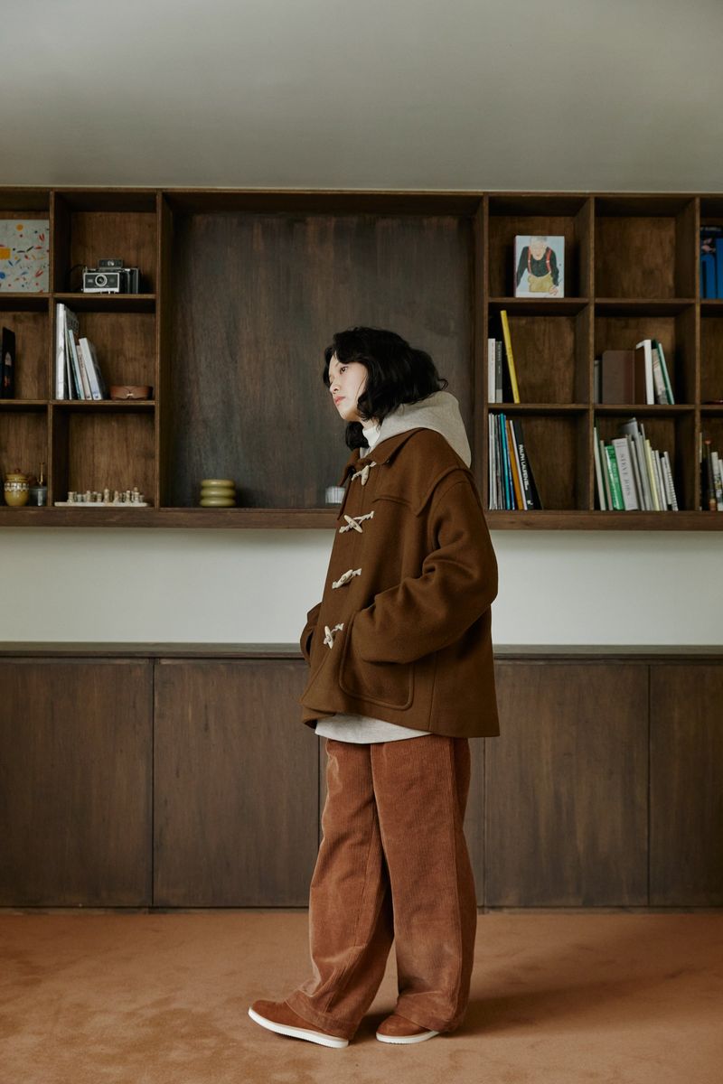unisex half duffle coat camel